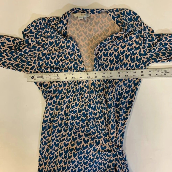 Boden Women's Wrap Stretch WW120 Jersey Dress Blue and Pink Hearts Size 6R - Picture 11 of 14